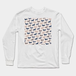 Elegant Wood Dachshund Pattern Long Sleeve T-Shirt